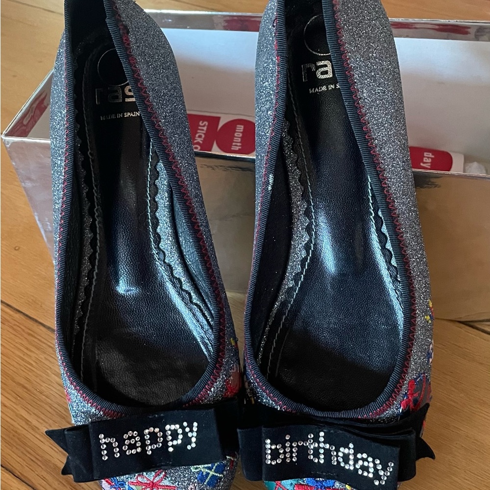 Ras Silver Flats Sparkle Loafers